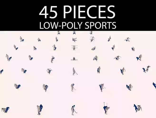 People Doing Sports Pack Low-poly 3D model