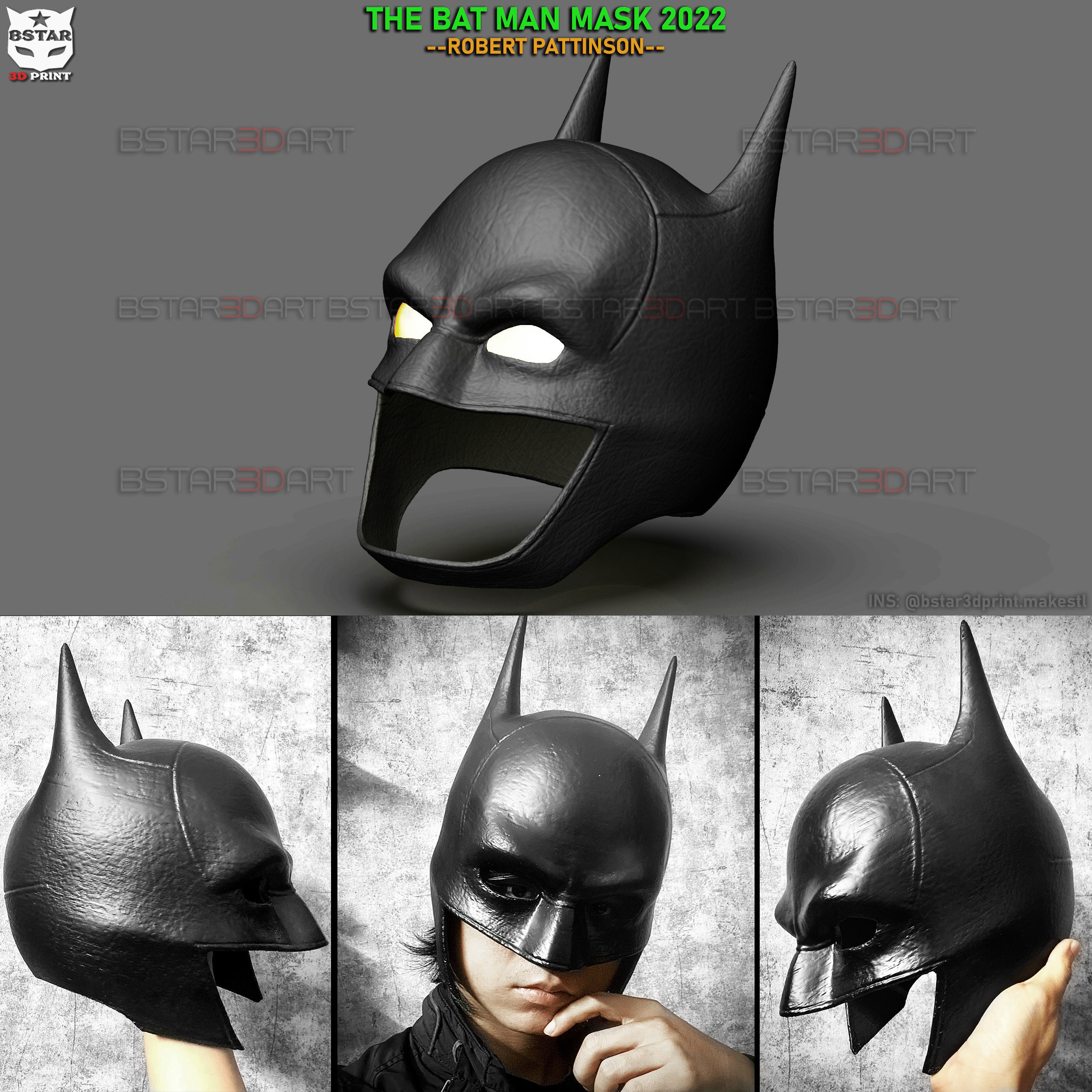 Batman Mask - Robert Pattinson - The Batman 2022 - DC comic 3D print model_1