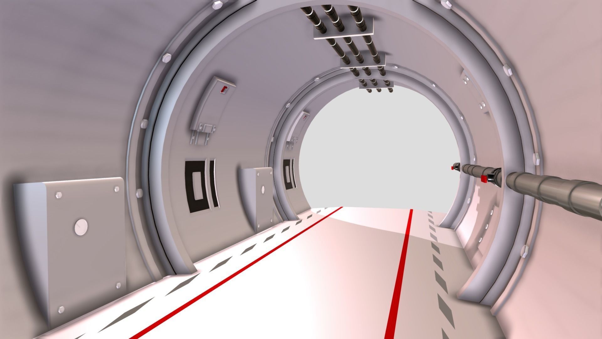 Spaceship - Corridor Low-poly 3D model_2