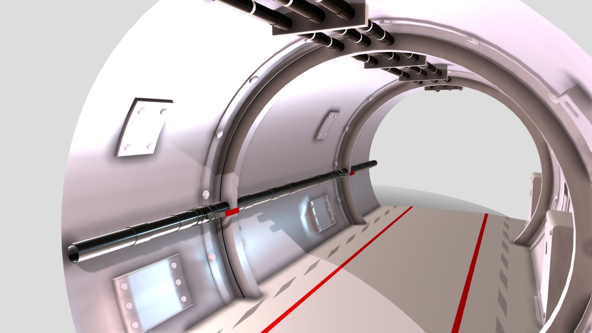 Spaceship - Corridor Low-poly 3D model_1