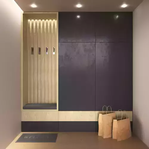 Hallway set entryway with wall and wooden floor 3D model