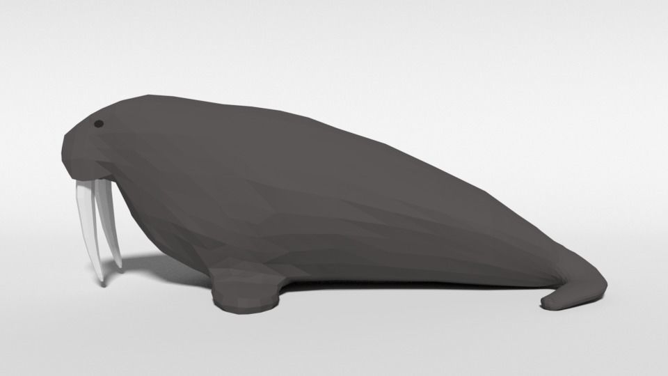 Low Poly Cartoon Walrus Low-poly 3D model_1