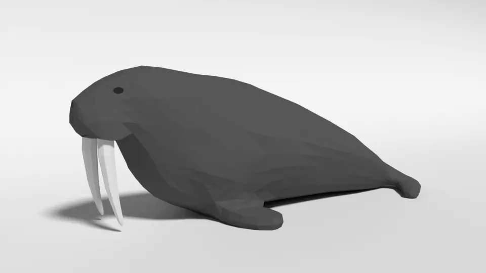 Low Poly Cartoon Walrus Low-poly 3D model_0