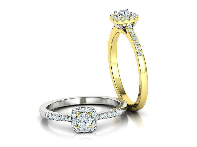Classic Cushion Halo Engagement ring 3D model 3D print model