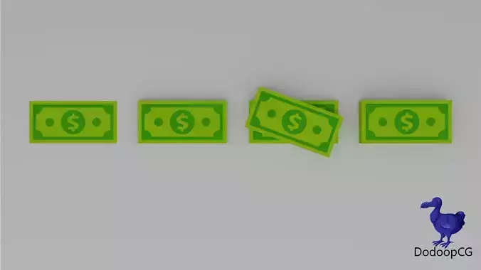 Cartoon Money - Simple Currency 3D Asset
