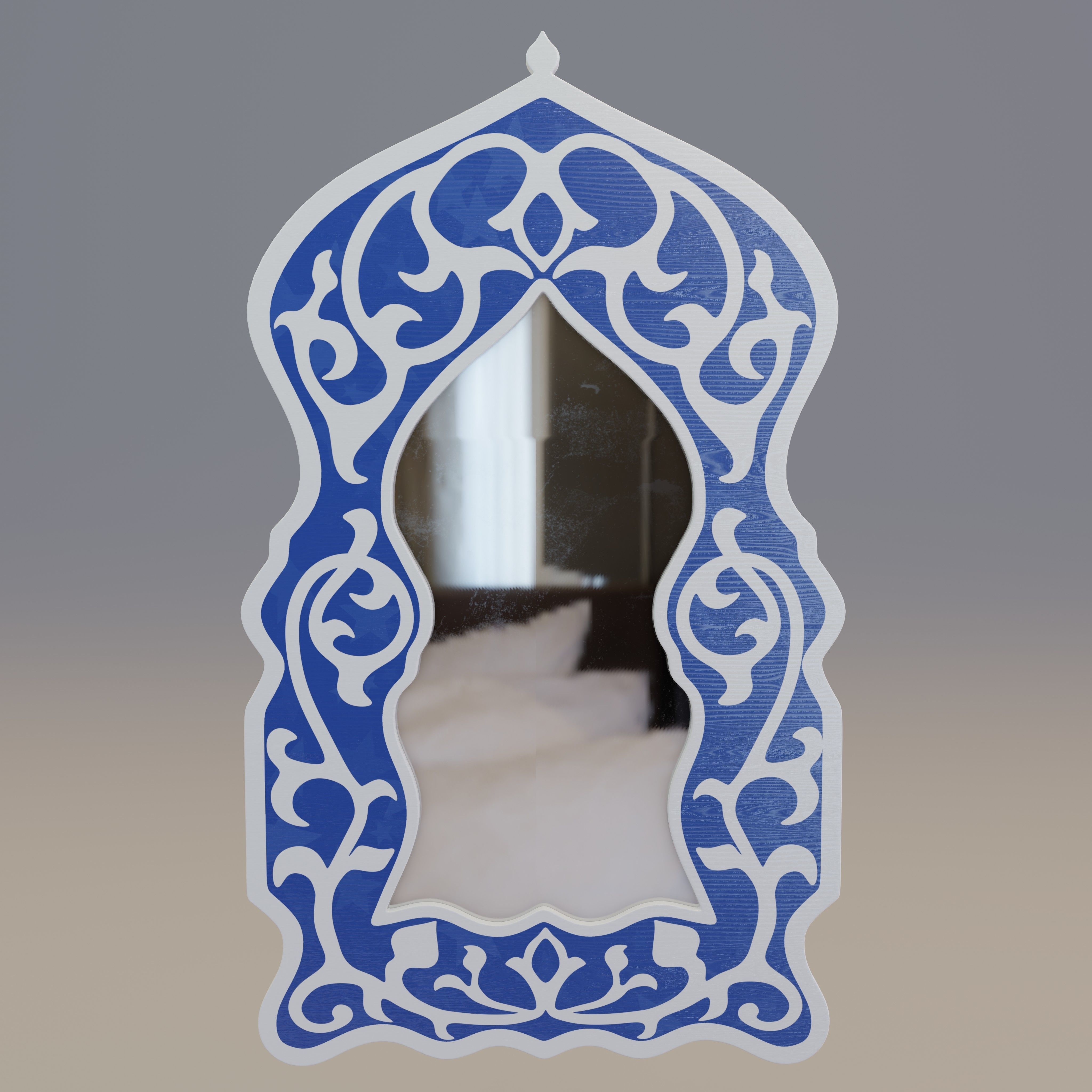 Moroccan hand painted mirror 3D model_1