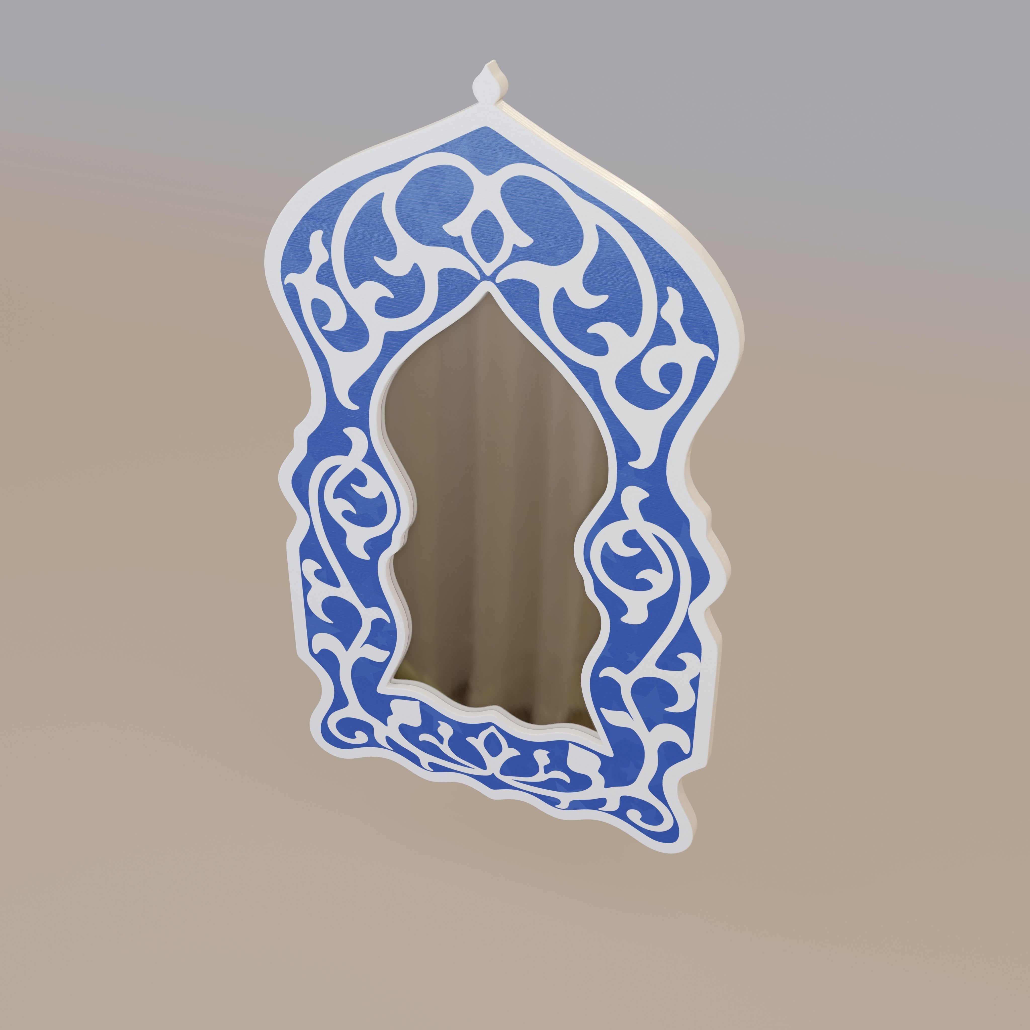 Moroccan hand painted mirror 3D model_2