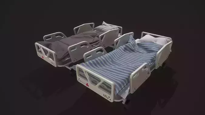 Bed set hospital Low-poly 3D model