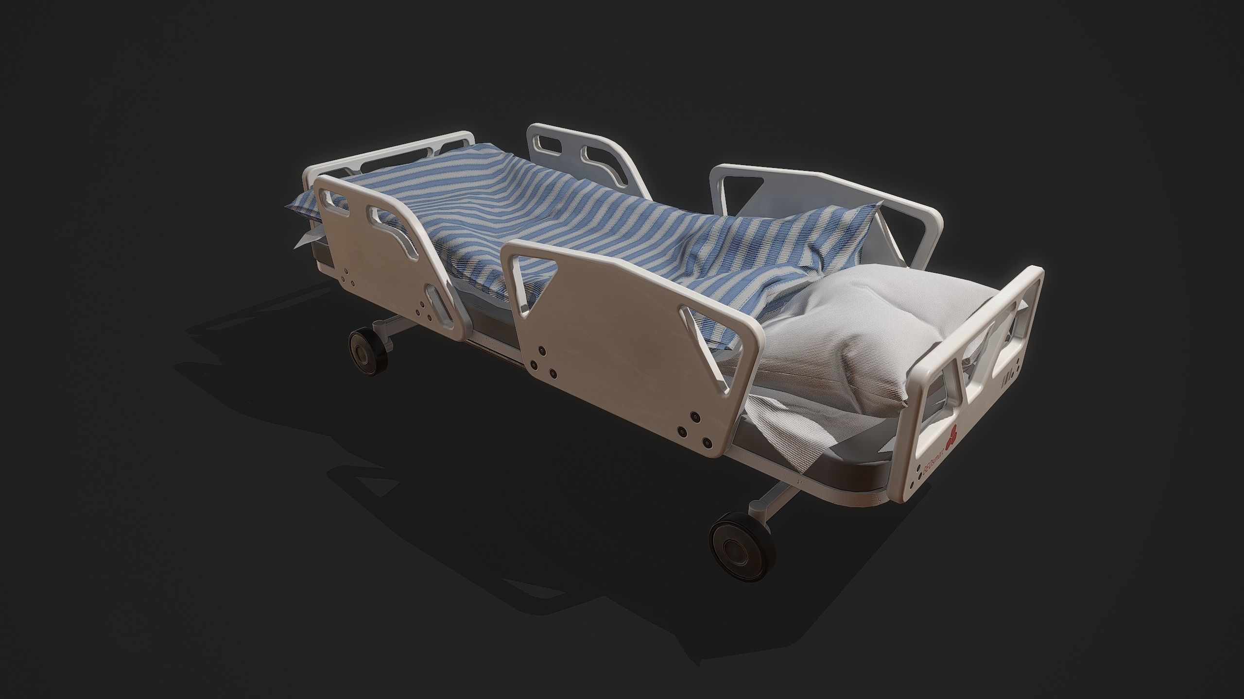 Bed set hospital Low-poly 3D model_2