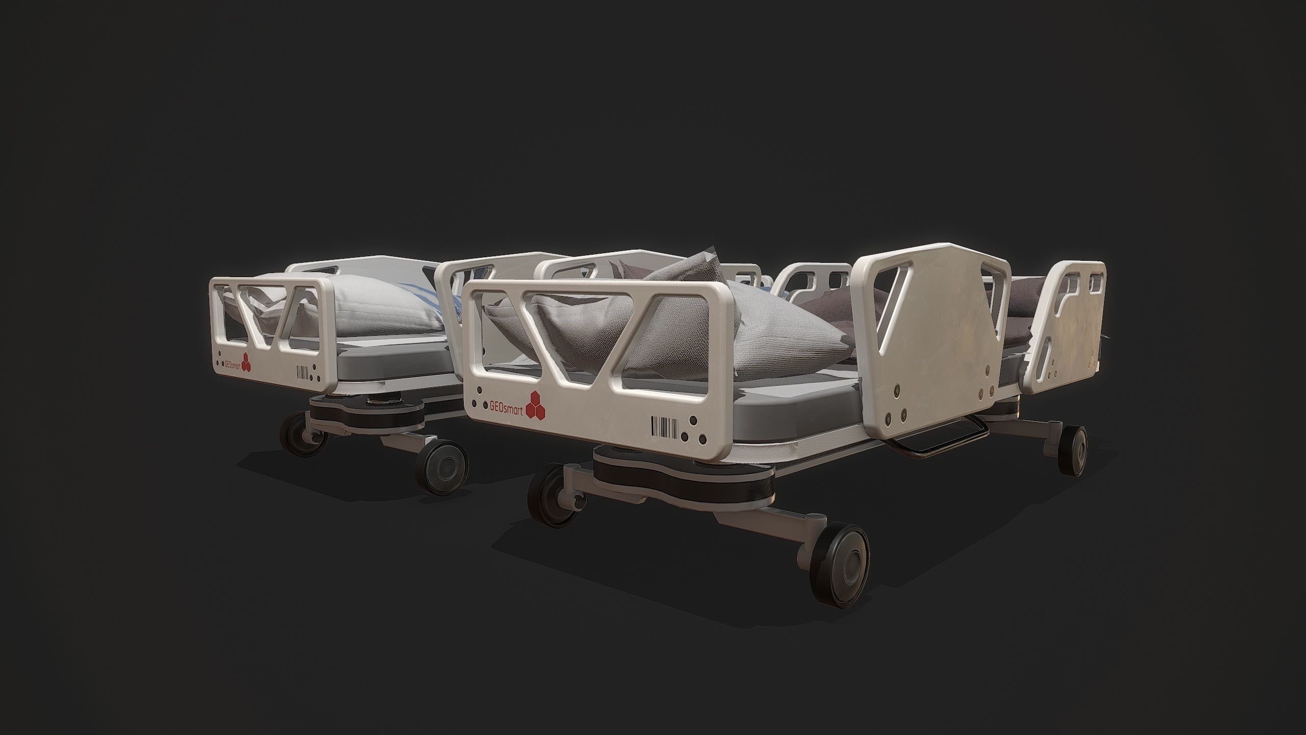 Bed set hospital Low-poly 3D model_13
