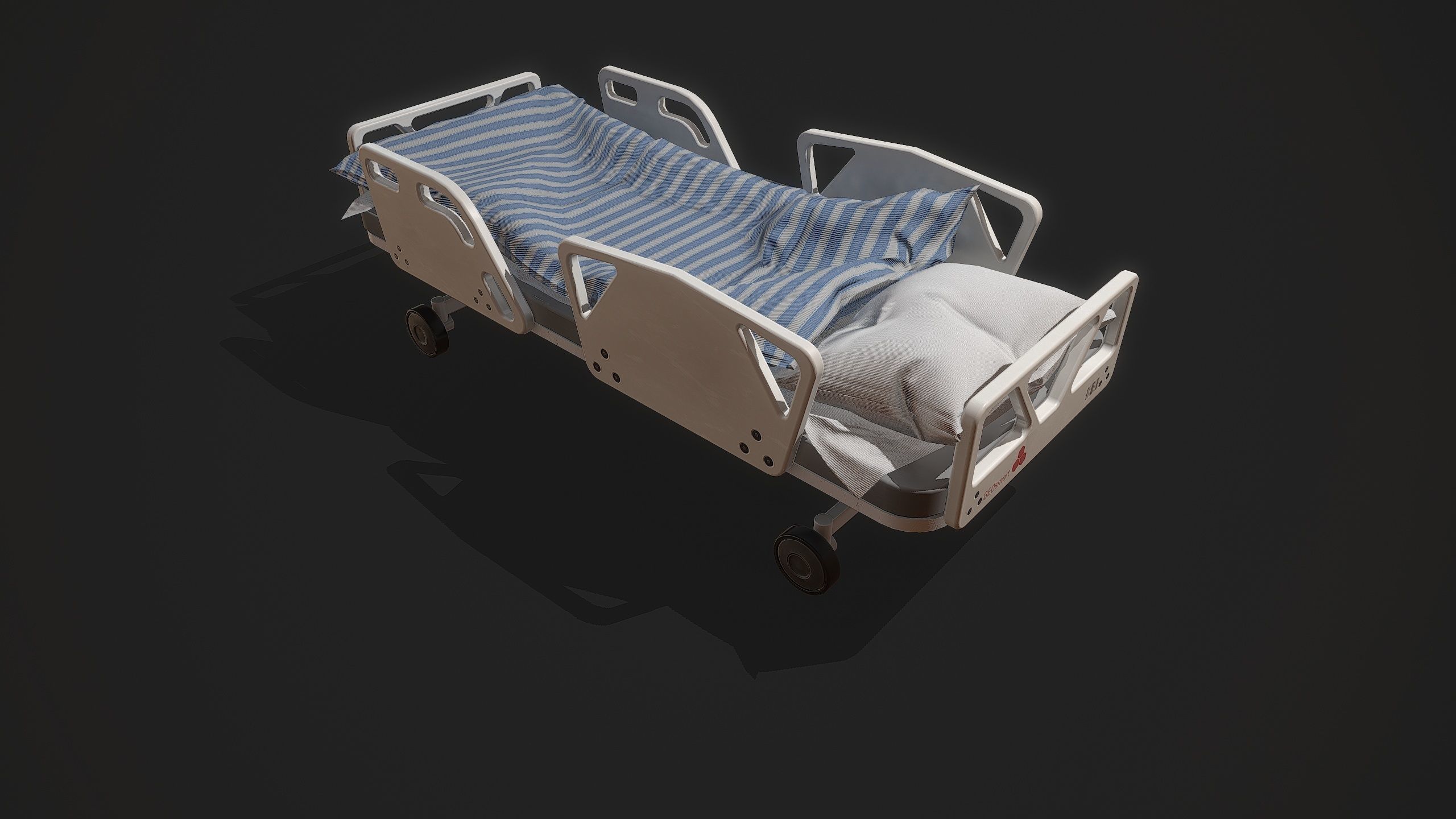 Bed set hospital Low-poly 3D model_8