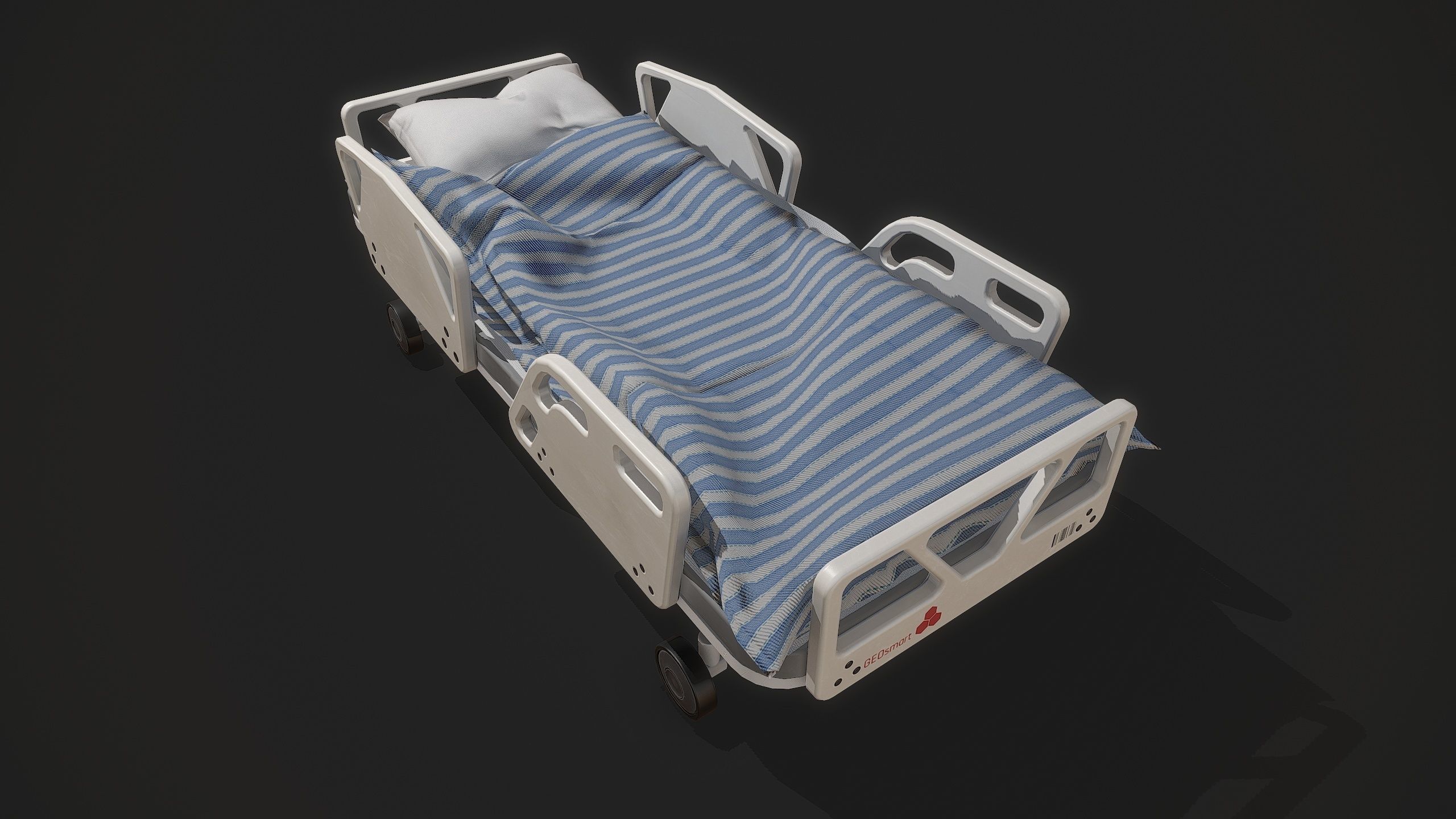 Bed set hospital Low-poly 3D model_7