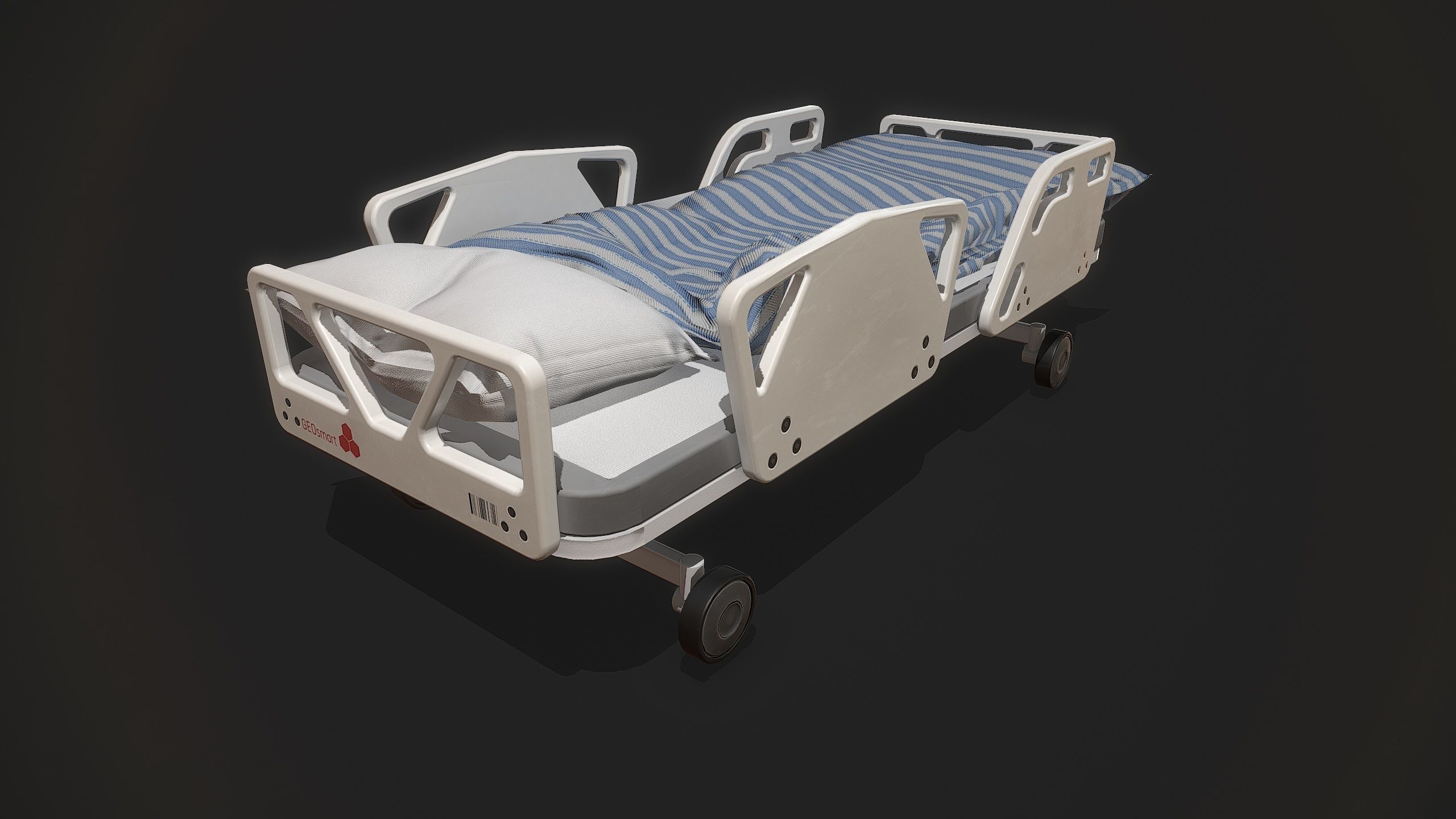 Bed set hospital Low-poly 3D model_6