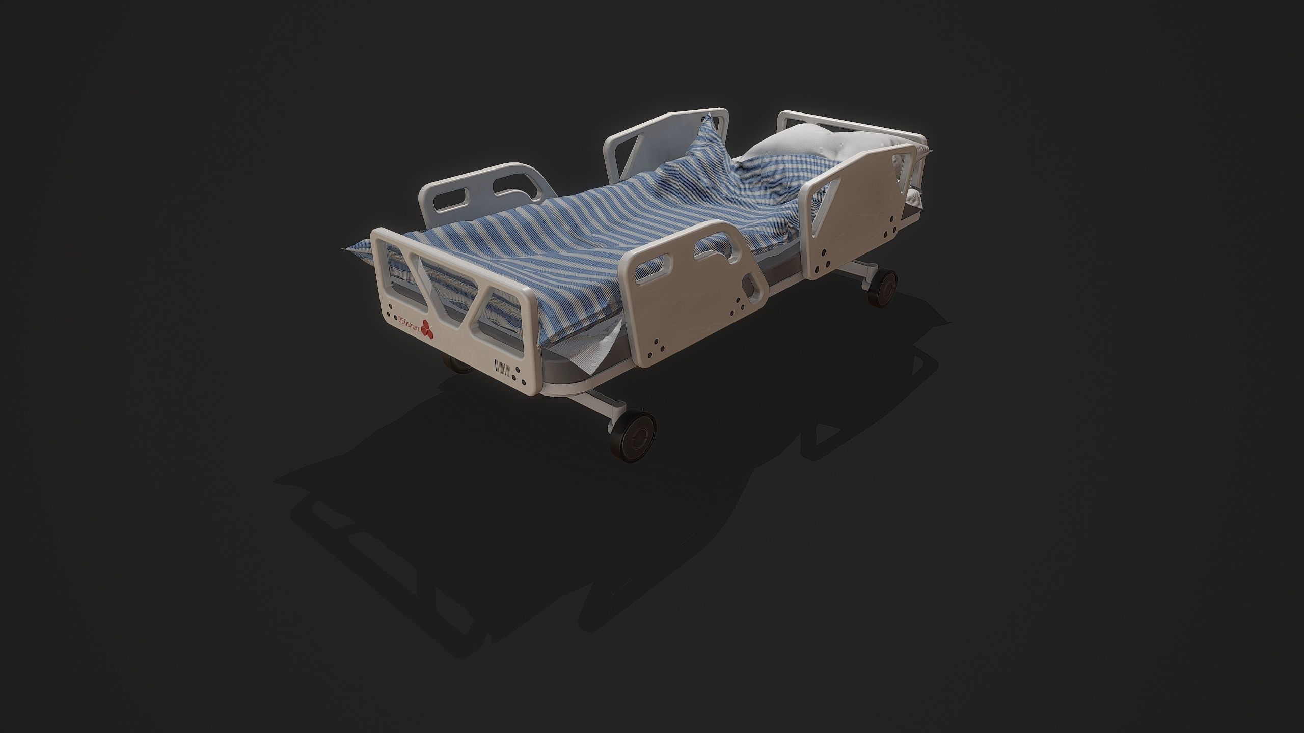 Bed set hospital Low-poly 3D model_5