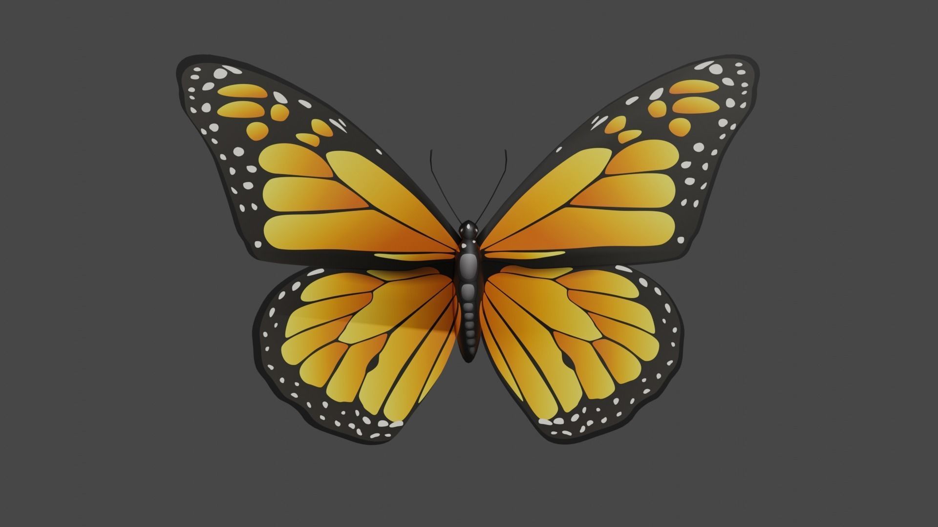 butterflies monarch butterfly Low-poly 3D model_6