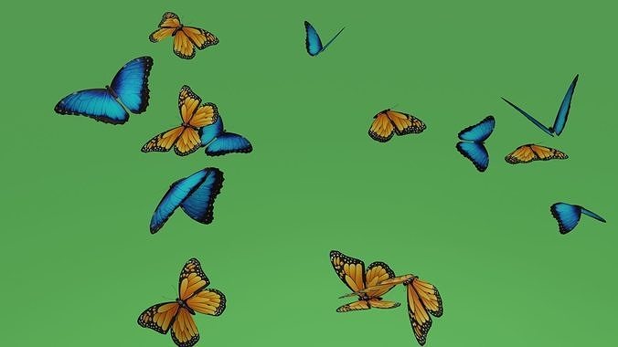 butterflies animation Low-poly 3D model