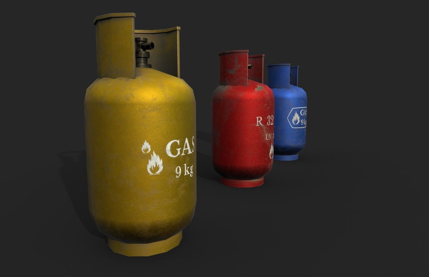 Gas Cylinder Low-poly 3D model_5