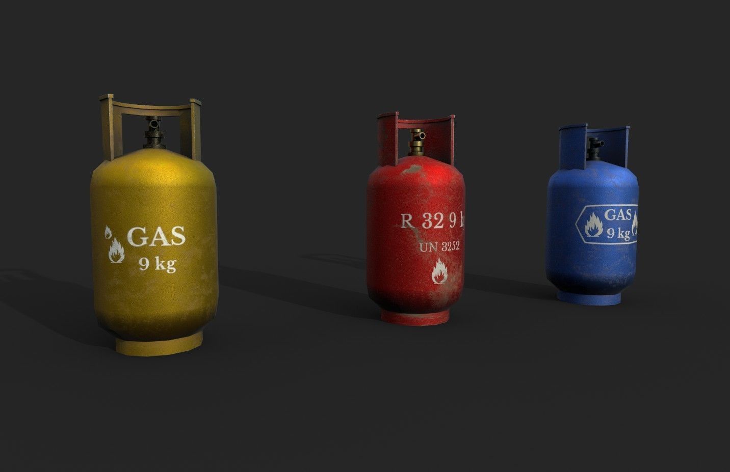 Gas Cylinder Low-poly 3D model_1
