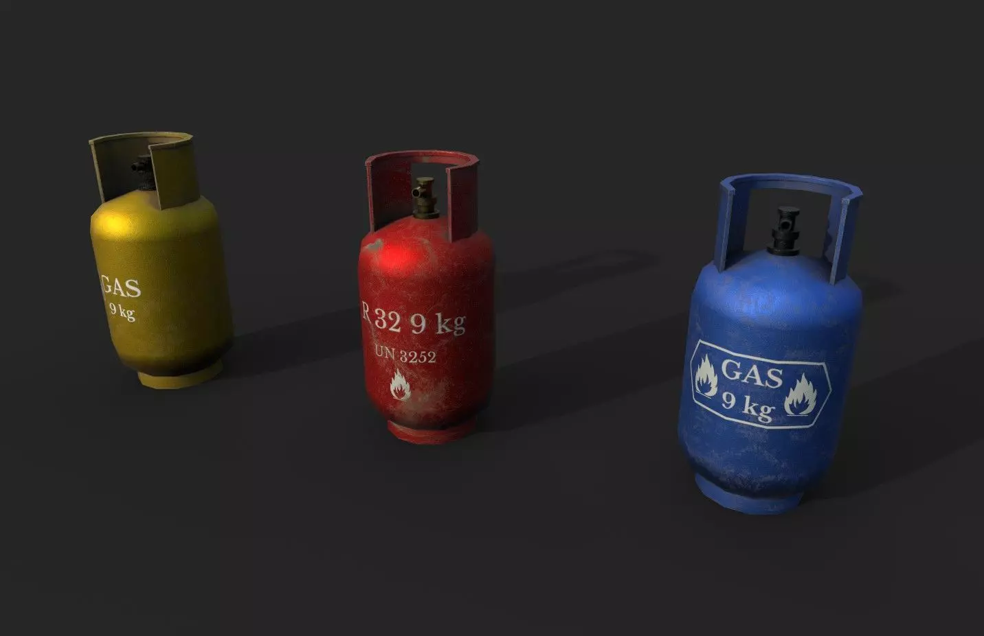 Gas Cylinder Low-poly 3D model_0