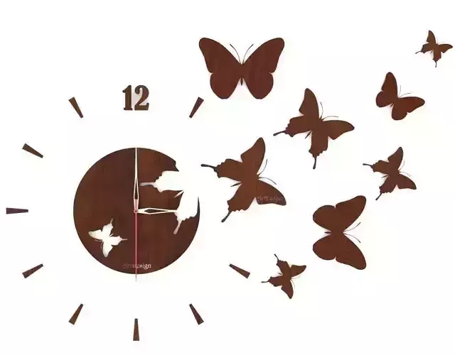 wall clock with butterfly  Free 3D model