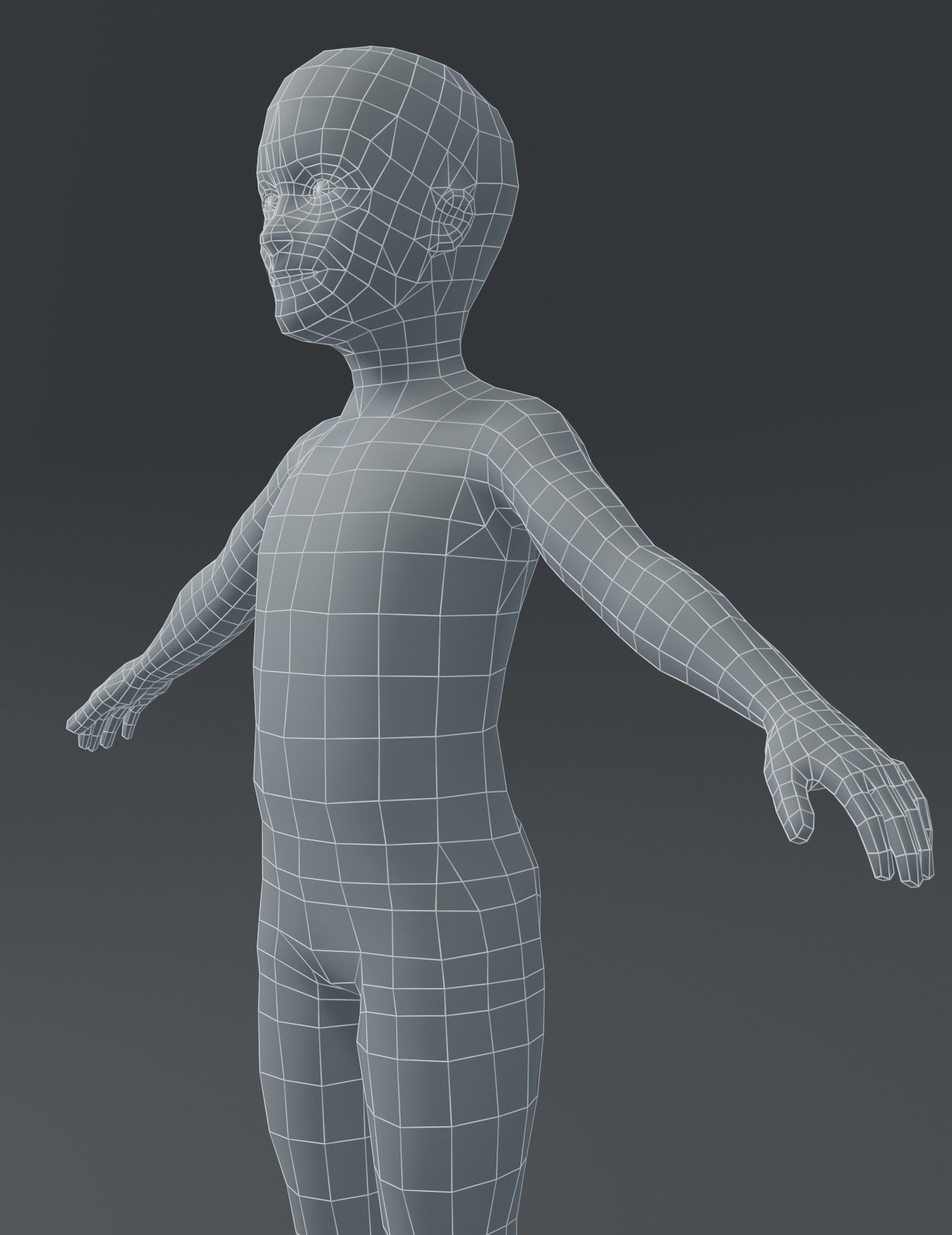 Boy Kid Child Body Base Mesh 3D Model Low-poly 3D model_13