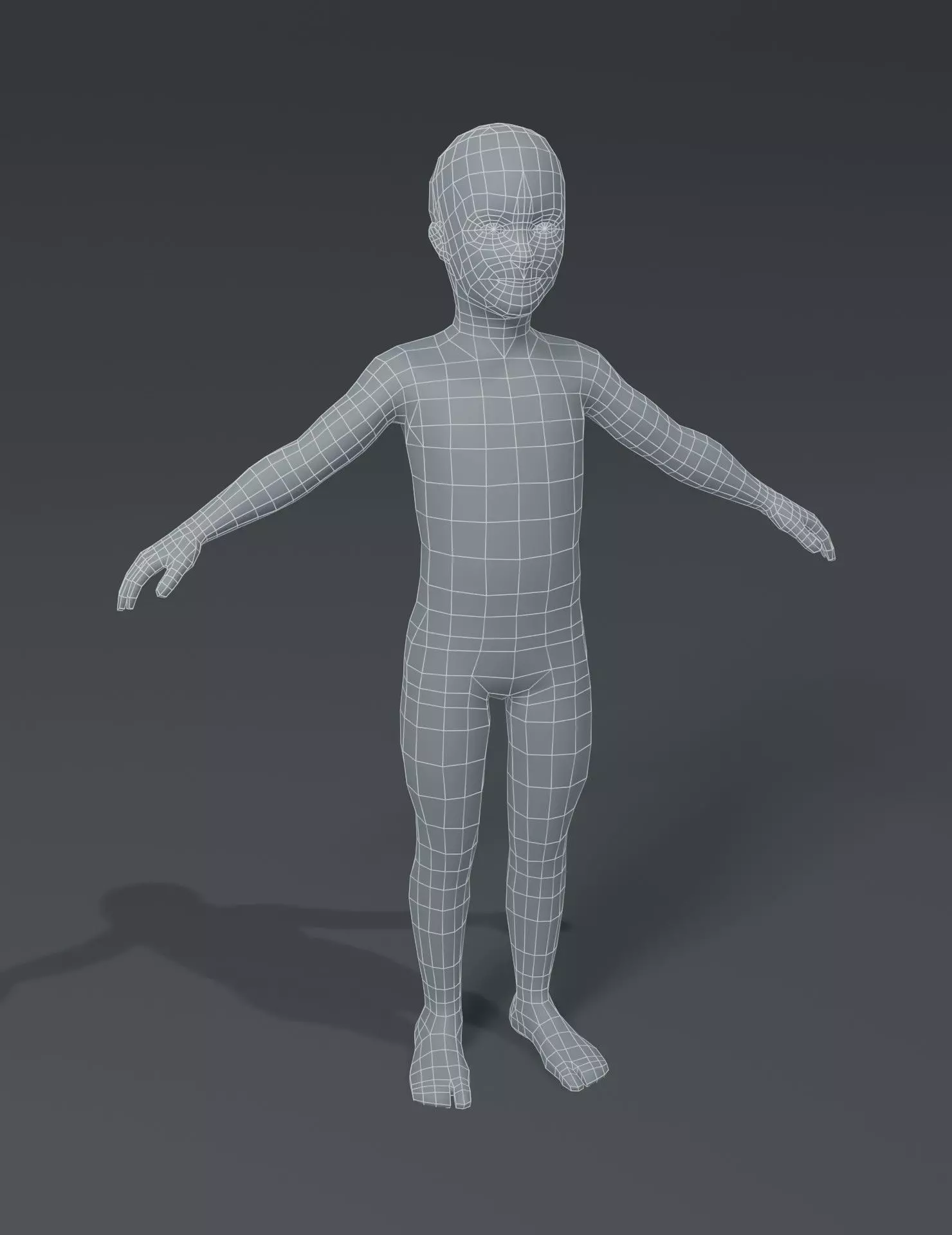Boy Kid Child Body Base Mesh 3D Model Low-poly 3D model_0