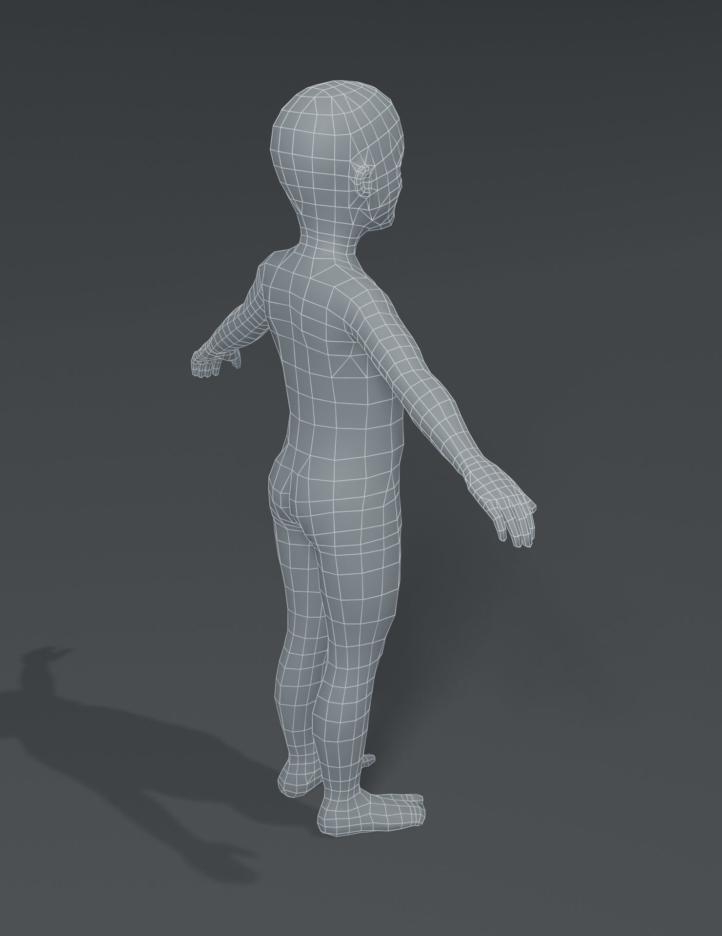 Boy Kid Child Body Base Mesh 3D Model Low-poly 3D model_7