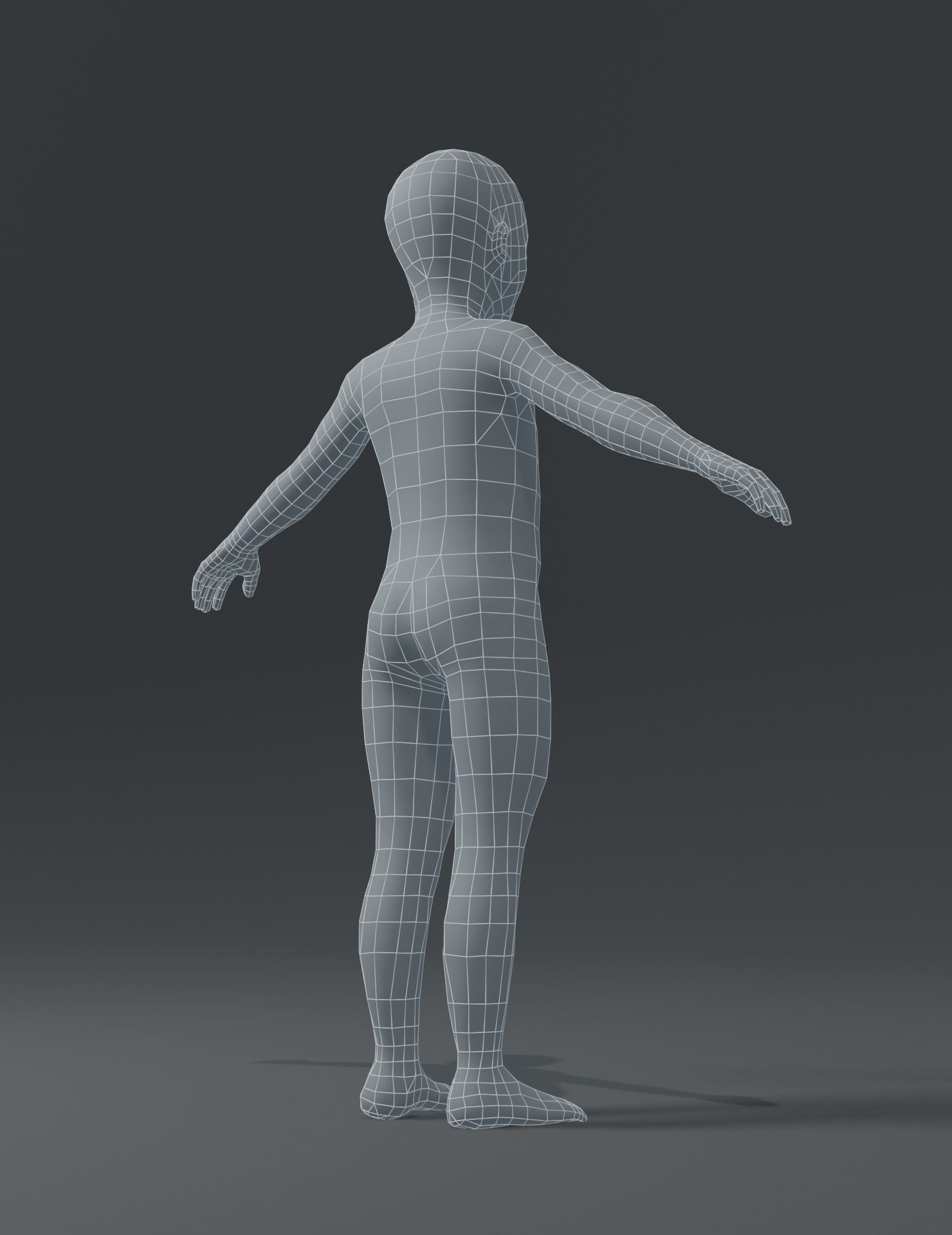 Boy Kid Child Body Base Mesh 3D Model Low-poly 3D model_20