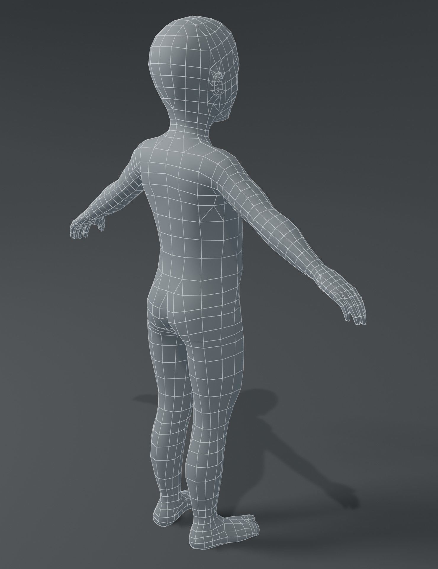 Boy Kid Child Body Base Mesh 3D Model Low-poly 3D model_18
