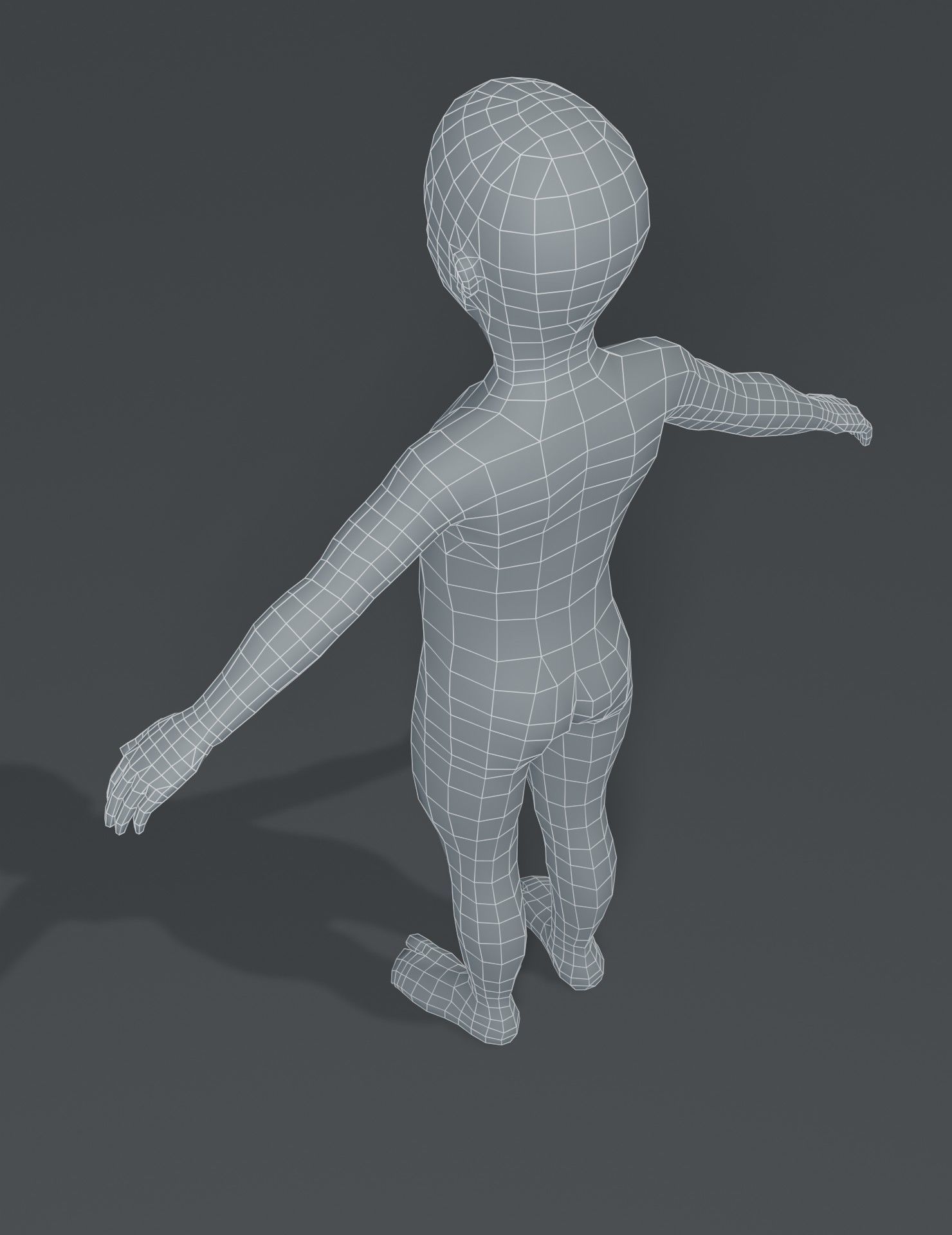 Boy Kid Child Body Base Mesh 3D Model Low-poly 3D model_16