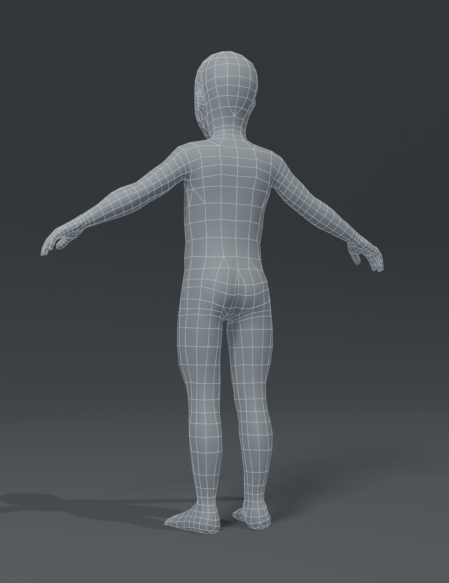 Boy Kid Child Body Base Mesh 3D Model Low-poly 3D model_8