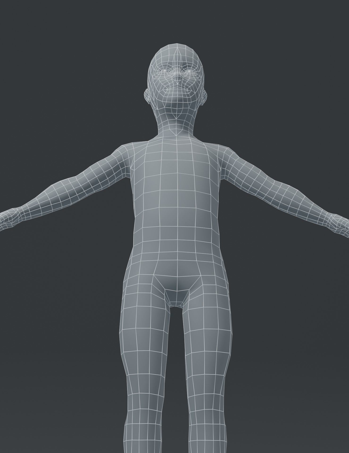 Boy Kid Child Body Base Mesh 3D Model Low-poly 3D model_11