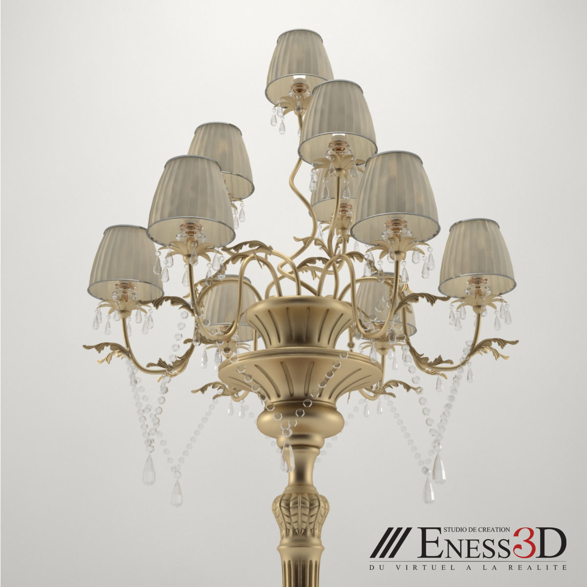 Pro - Floor Light Piantana Con Cristali 3D model_4