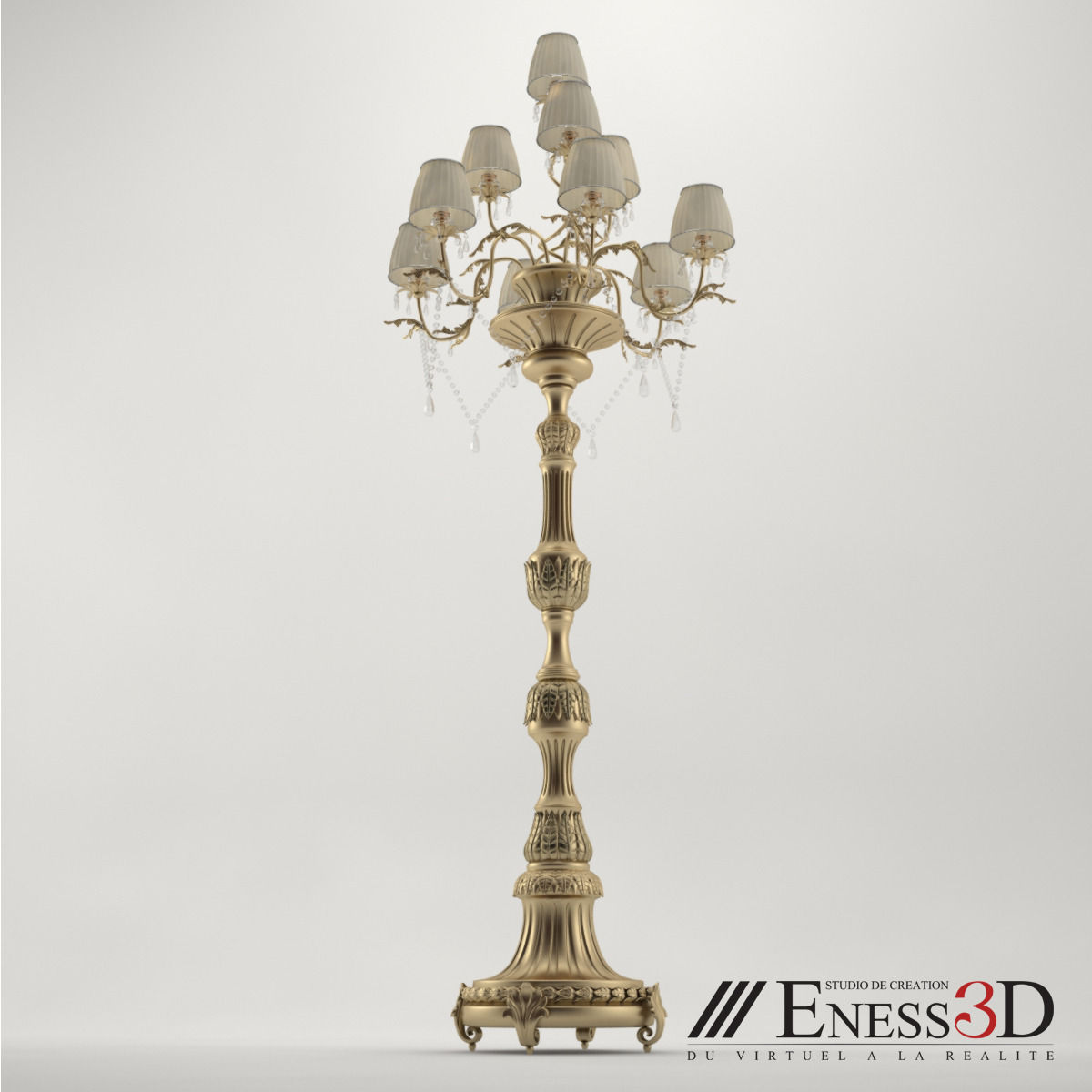 Pro - Floor Light Piantana Con Cristali 3D model_3