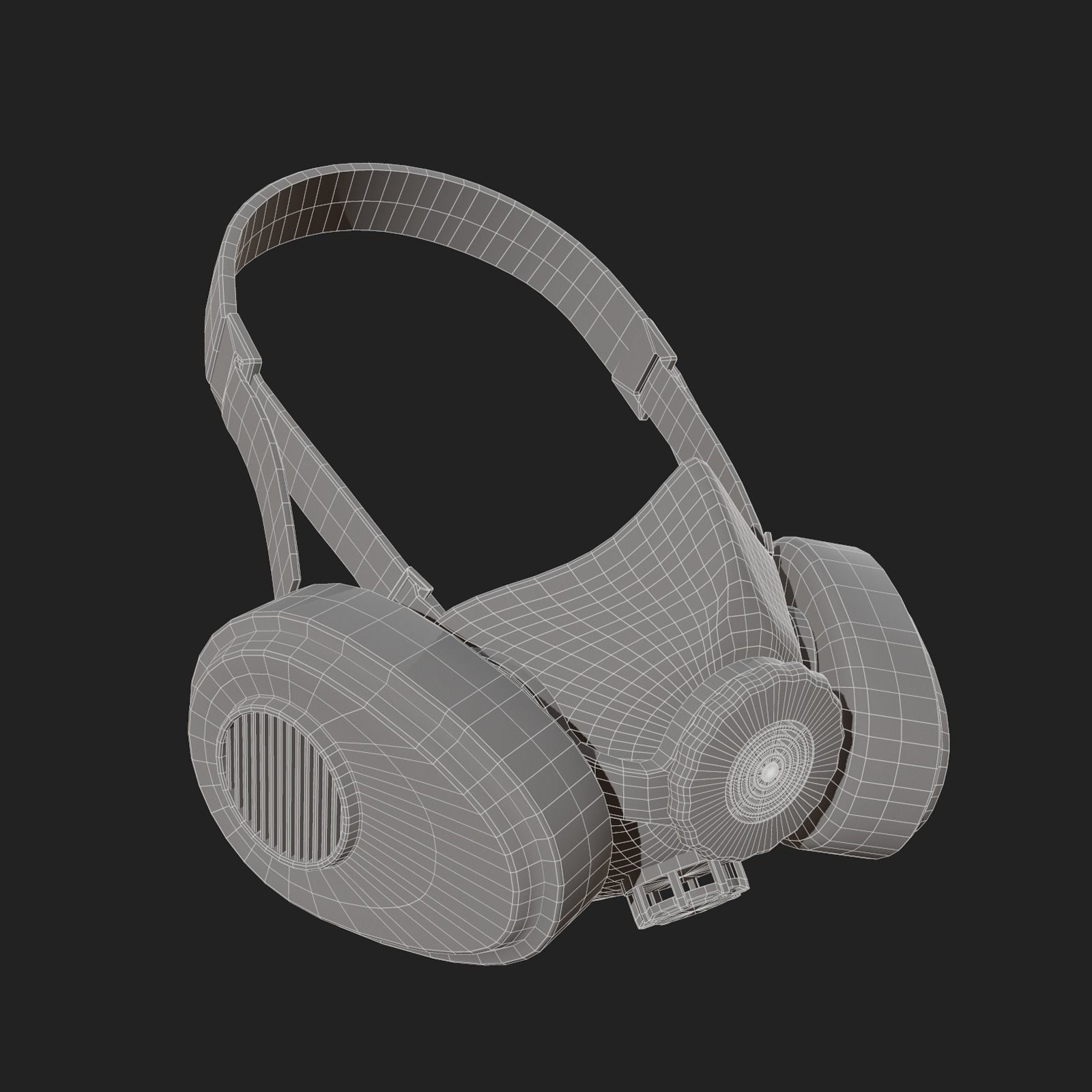 Gas mask helmet 3d model military combat fantasy cyborg armor  Low-poly 3D model_11