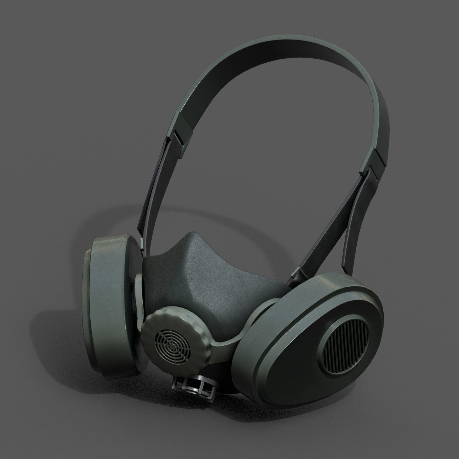 Gas mask helmet 3d model military combat fantasy cyborg armor  Low-poly 3D model_1