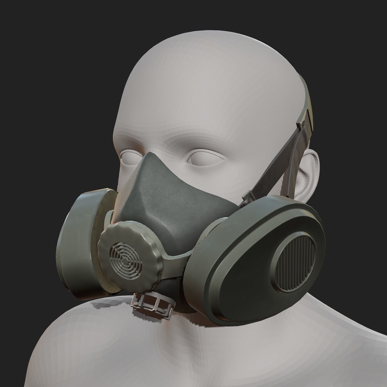 Gas mask helmet 3d model military combat fantasy cyborg armor  Low-poly 3D model_5