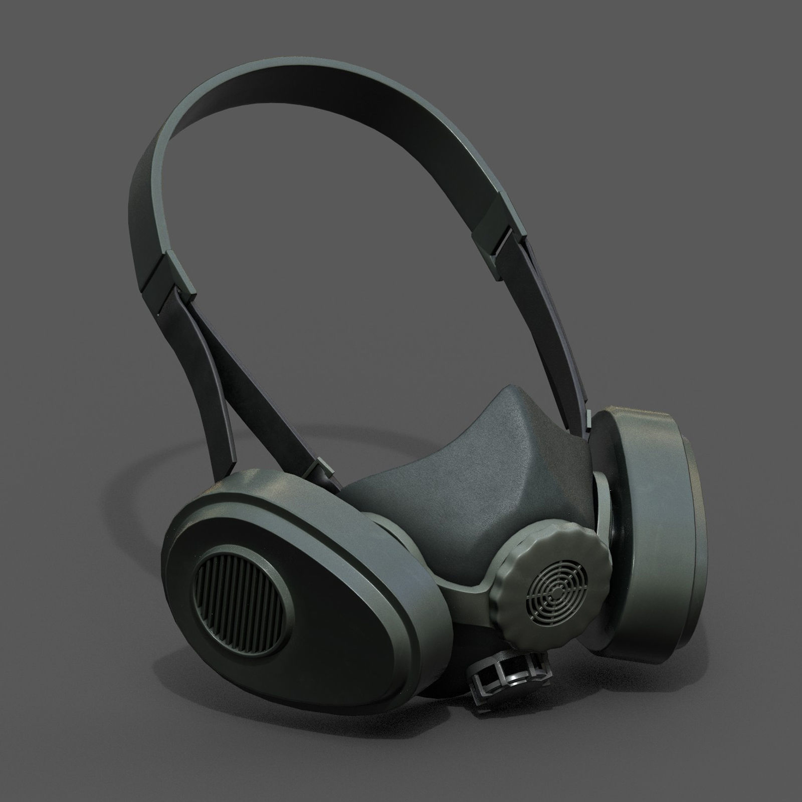 Gas mask helmet 3d model military combat fantasy cyborg armor  Low-poly 3D model_2