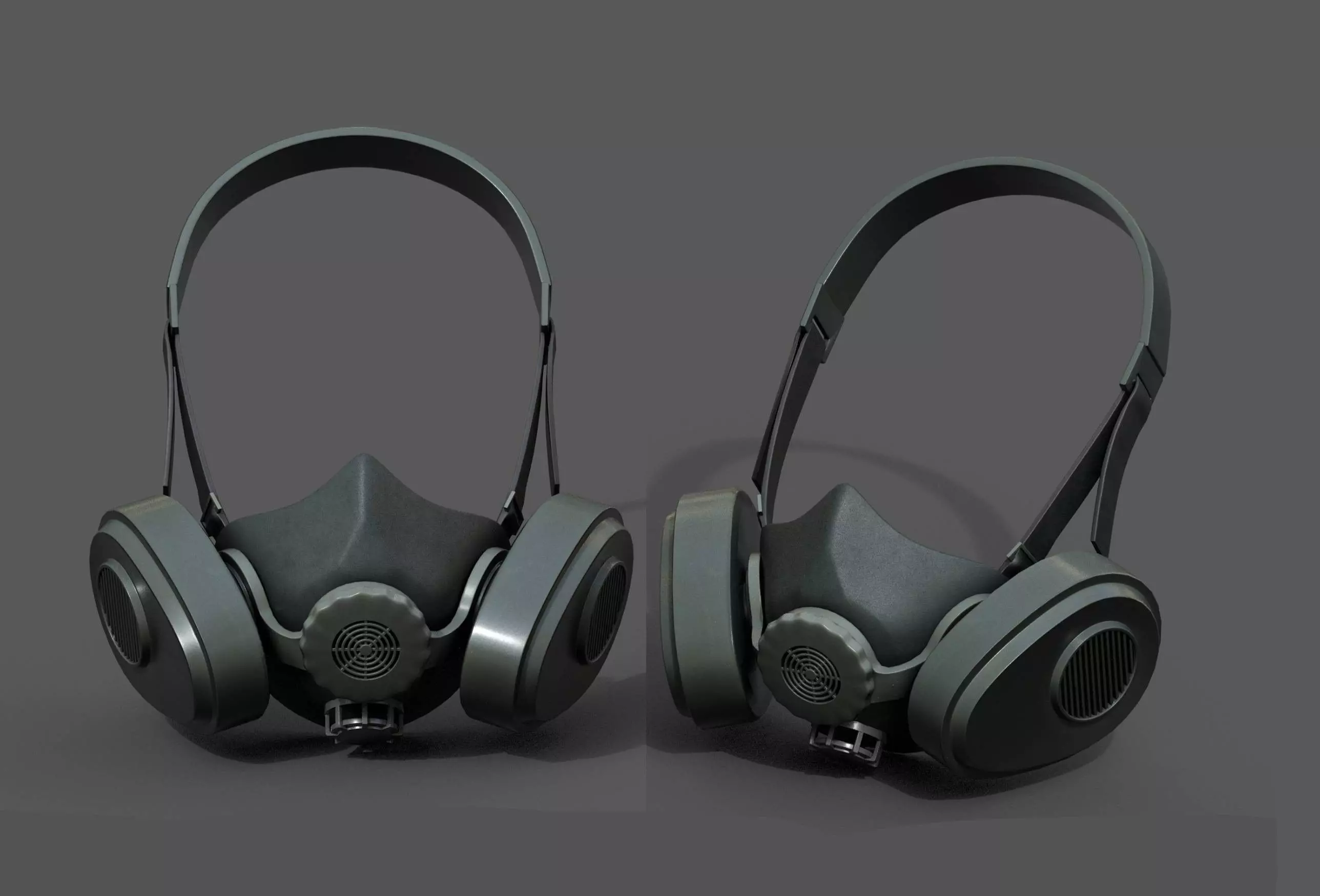 Gas mask helmet 3d model military combat fantasy cyborg armor  Low-poly 3D model_0