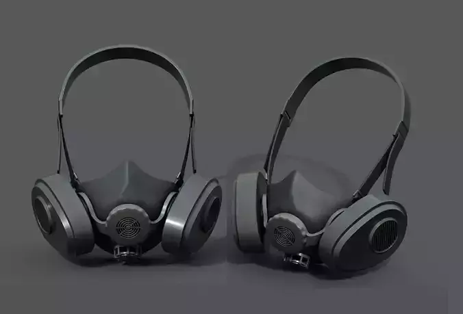 Gas mask helmet 3d model military combat fantasy cyborg armor 