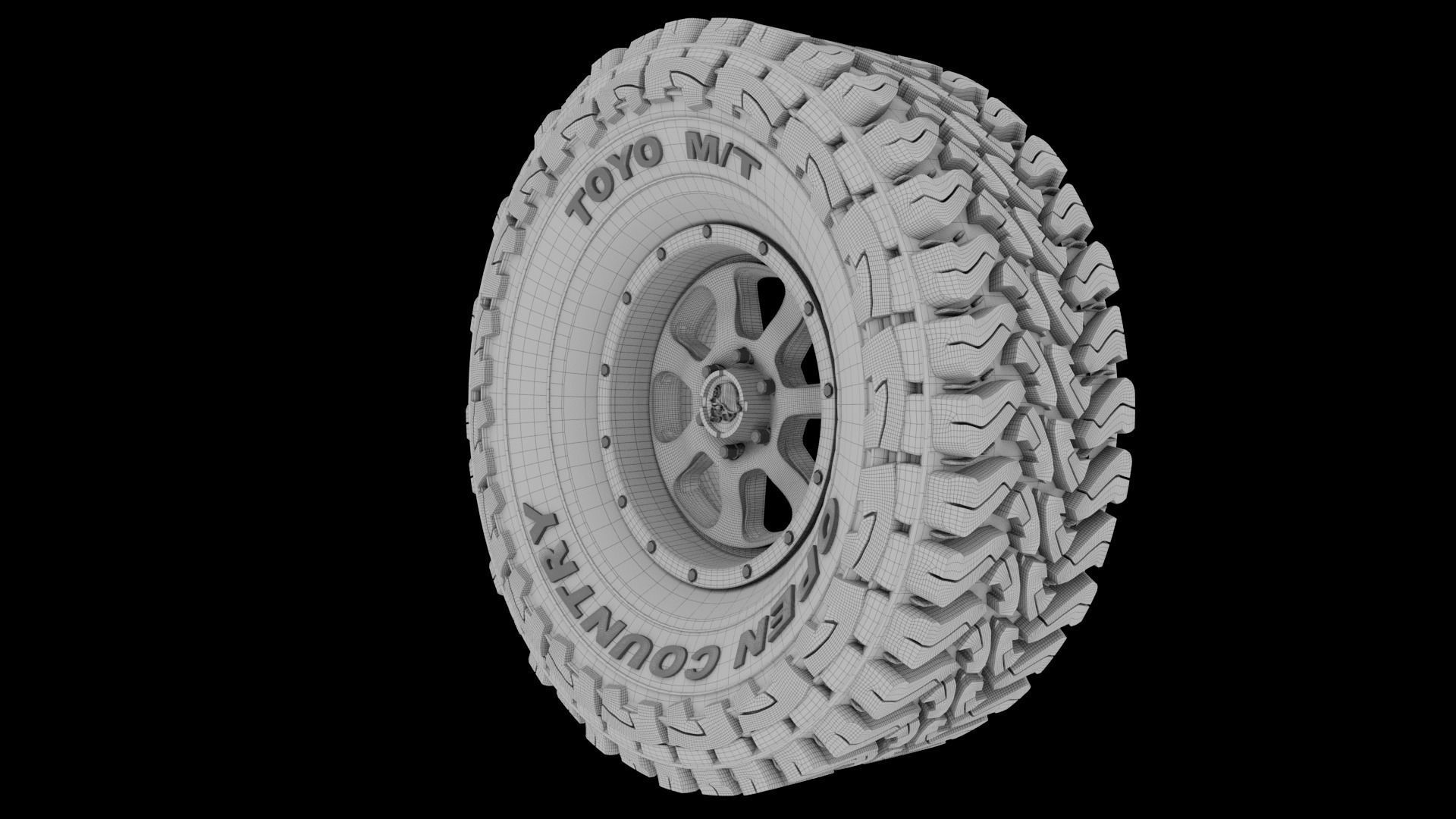 Full Tire Set - Toyo Open Country  TIRE and RIMS 3D print model_3