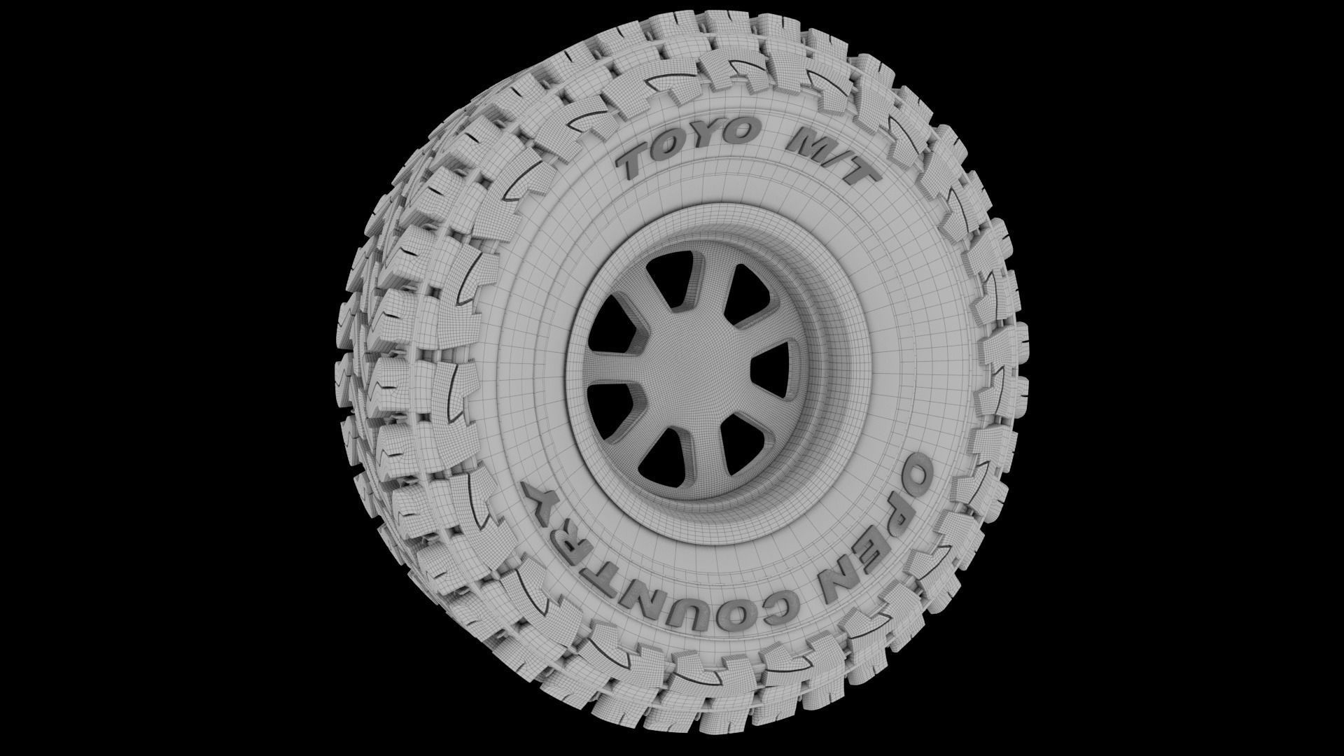 Full Tire Set - Toyo Open Country  TIRE and RIMS 3D print model_2
