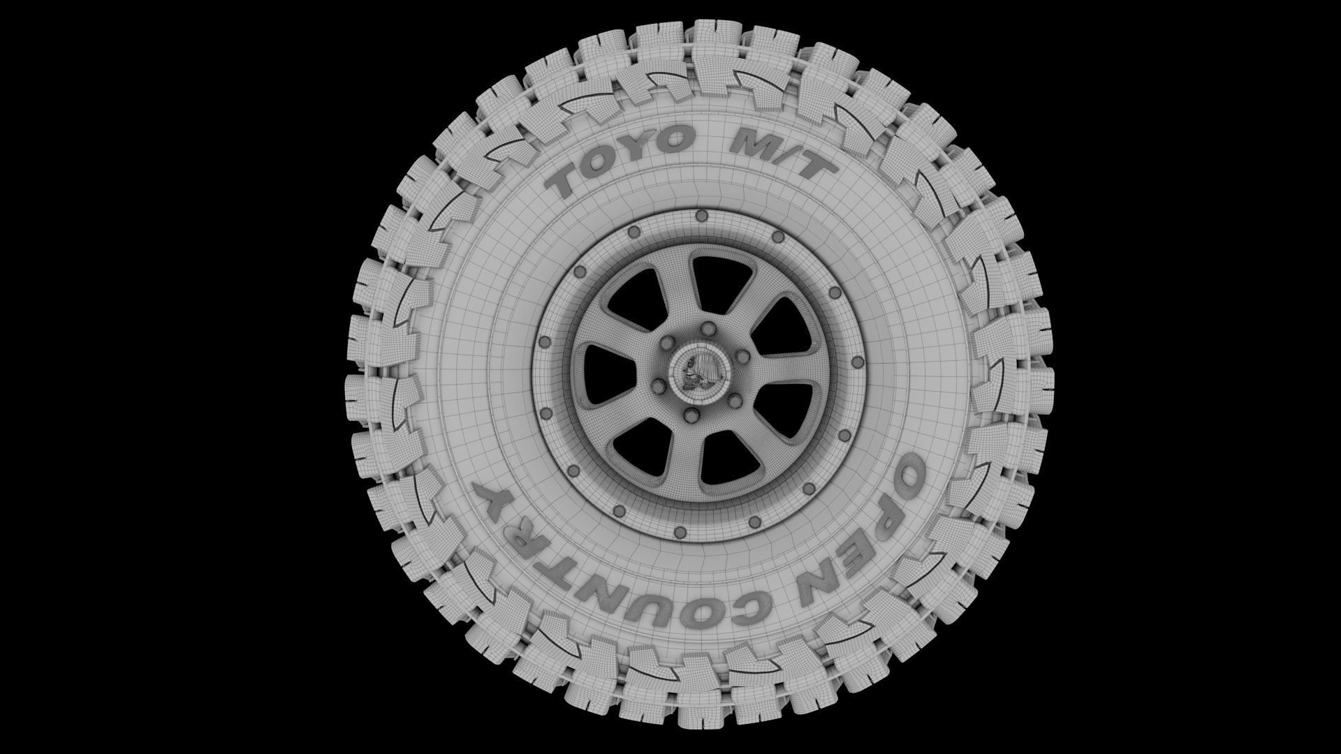 Full Tire Set - Toyo Open Country  TIRE and RIMS 3D print model_1