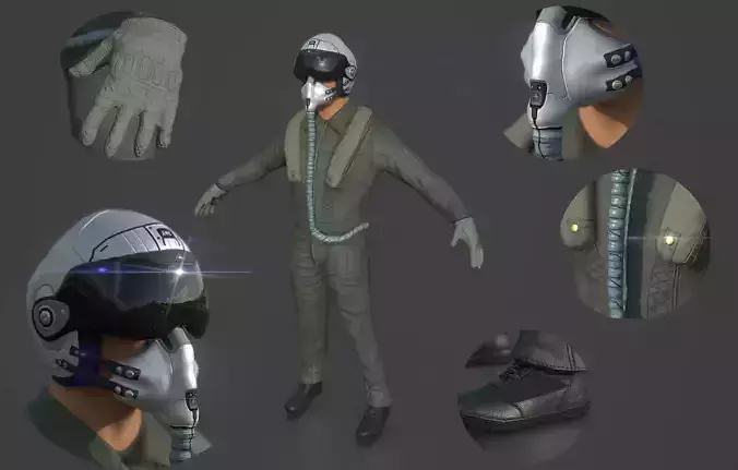 Pilot fighter 3D model