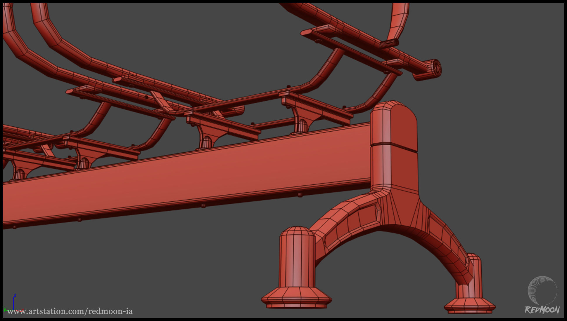 3 Seats waiting chair Free 3D model_9