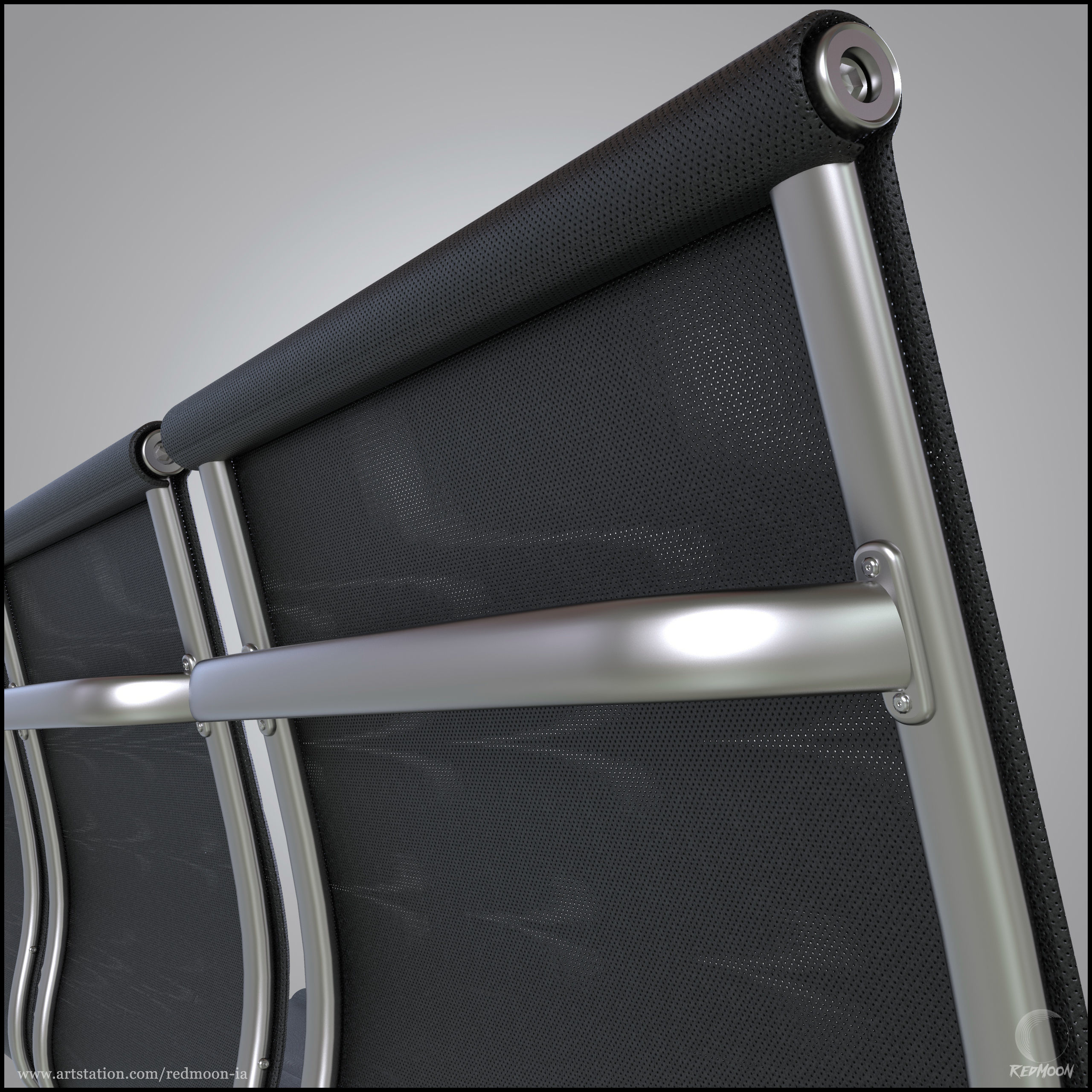 3 Seats waiting chair Free 3D model_3