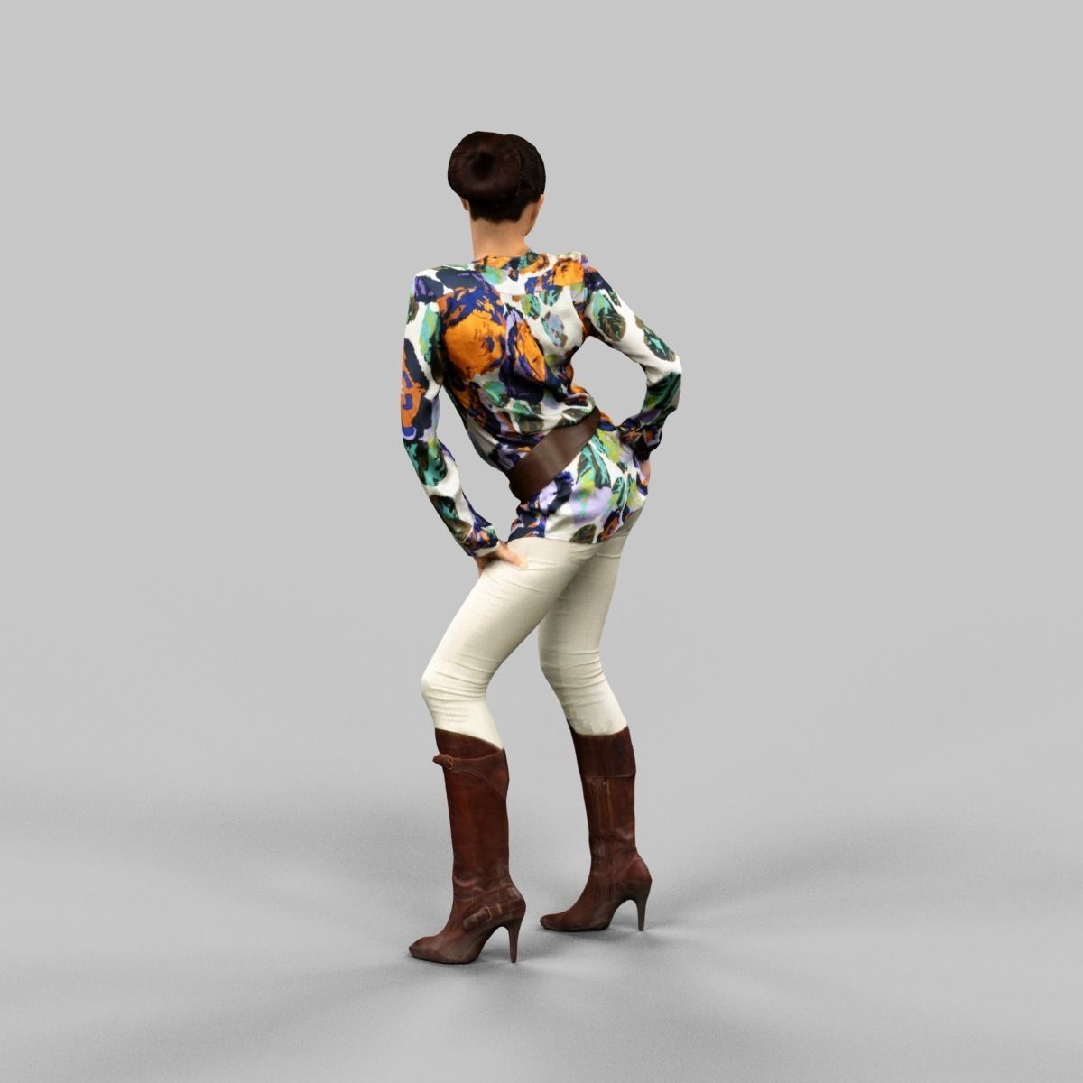 Girl in sexy Pose Low-poly 3D model_4