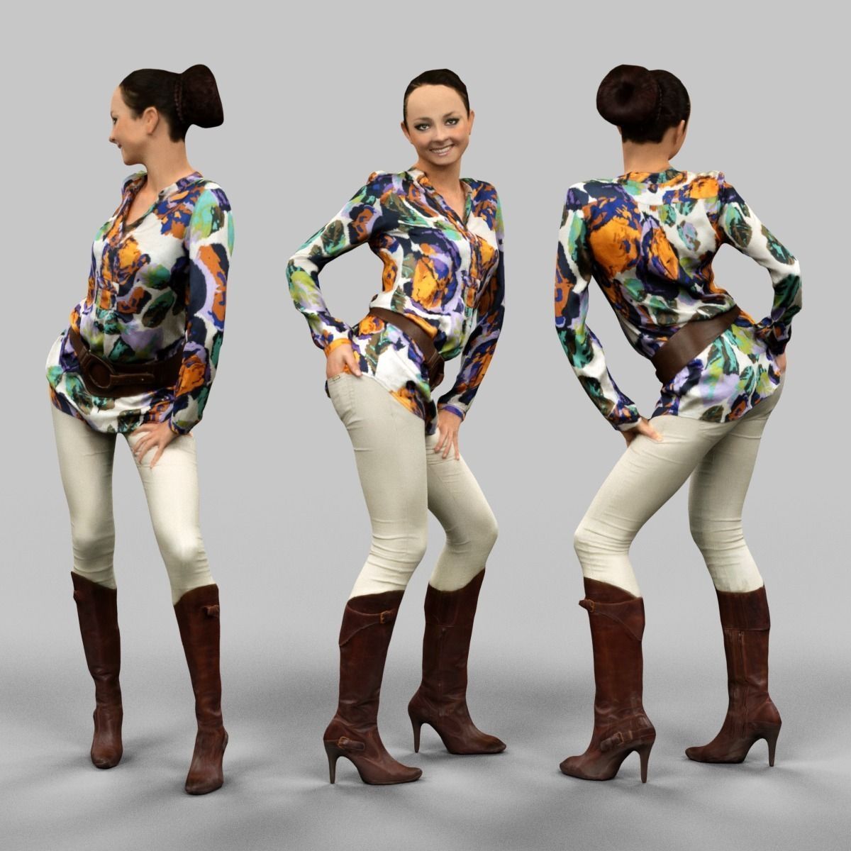 Girl in sexy Pose Low-poly 3D model_0