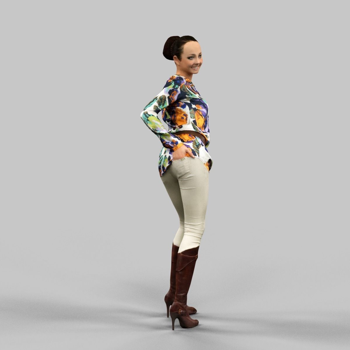 Girl in sexy Pose Low-poly 3D model_3