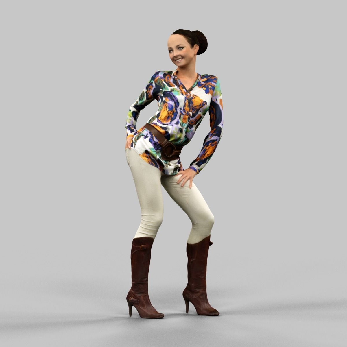 Girl in sexy Pose Low-poly 3D model_1